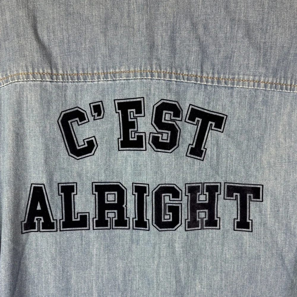 Zadig & Voltaire Denim Button Up Shirt C’est Alright Graphic Back Light Wash - Picture 5 of 10